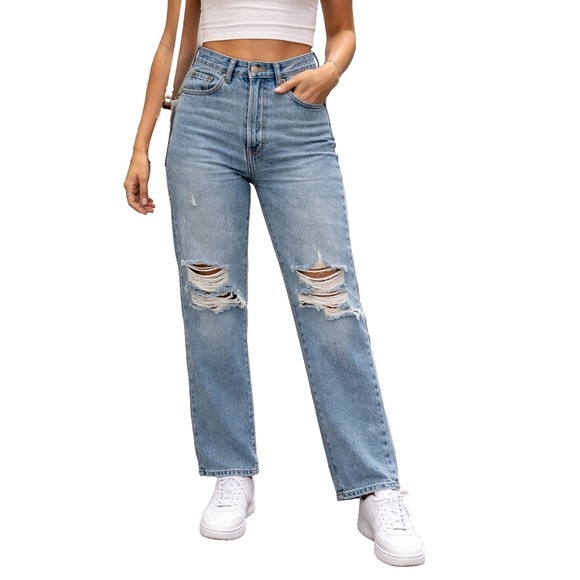 Levi's Denim - Levi's Ribcage Womens Jeans Waist 24 High rise Straight Ankle Light Wash